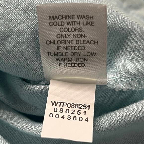 J.JILL | Purejill 100% Linen Lightweight 2-Pocket Tunic Chore Top | Aqua | Small - Picture 8 of 8